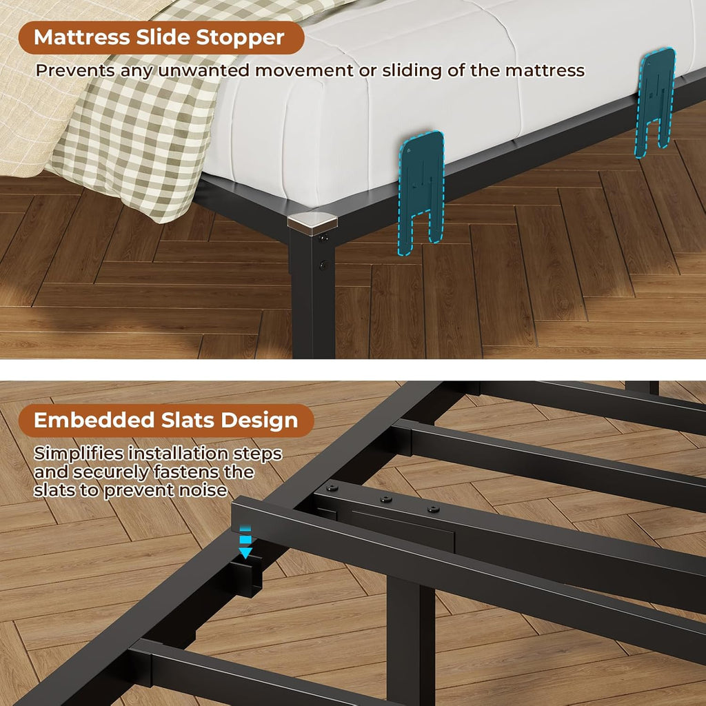 DICTAC Corner Bed Frame with 2 Storage Drawers and Charging Station Twin XL Metal Platform Bed Frame with Led Lights and Upholstered Guardrail Twin XL Daybed for Kids/Teen,No Box Spring Needed,Gray