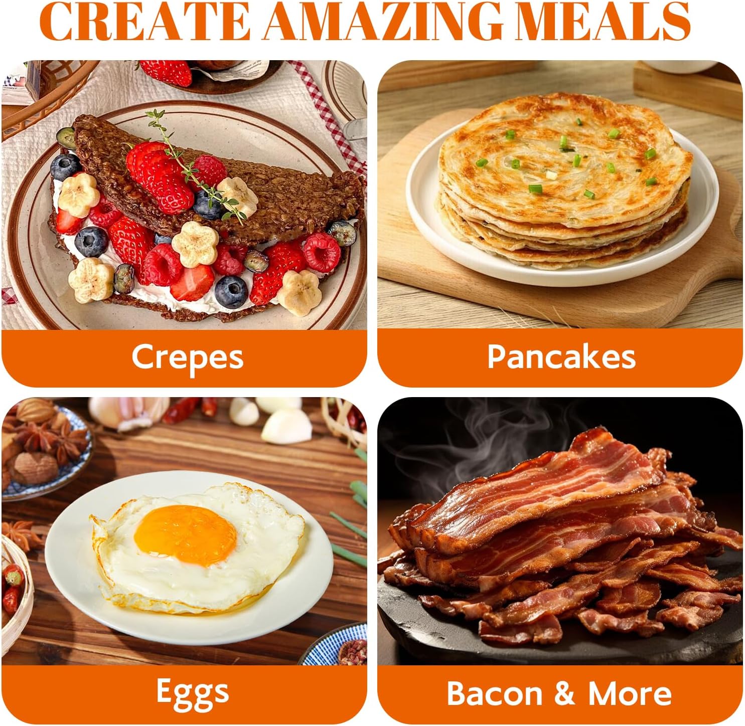 16-Inch Electric Crepe Maker 2200W Commercial Griddle Machine, Flat Plate Crepe Griddle Non-stick Cast Iron Suace with Adjustable Temp Desktop Circular Pancake Stove