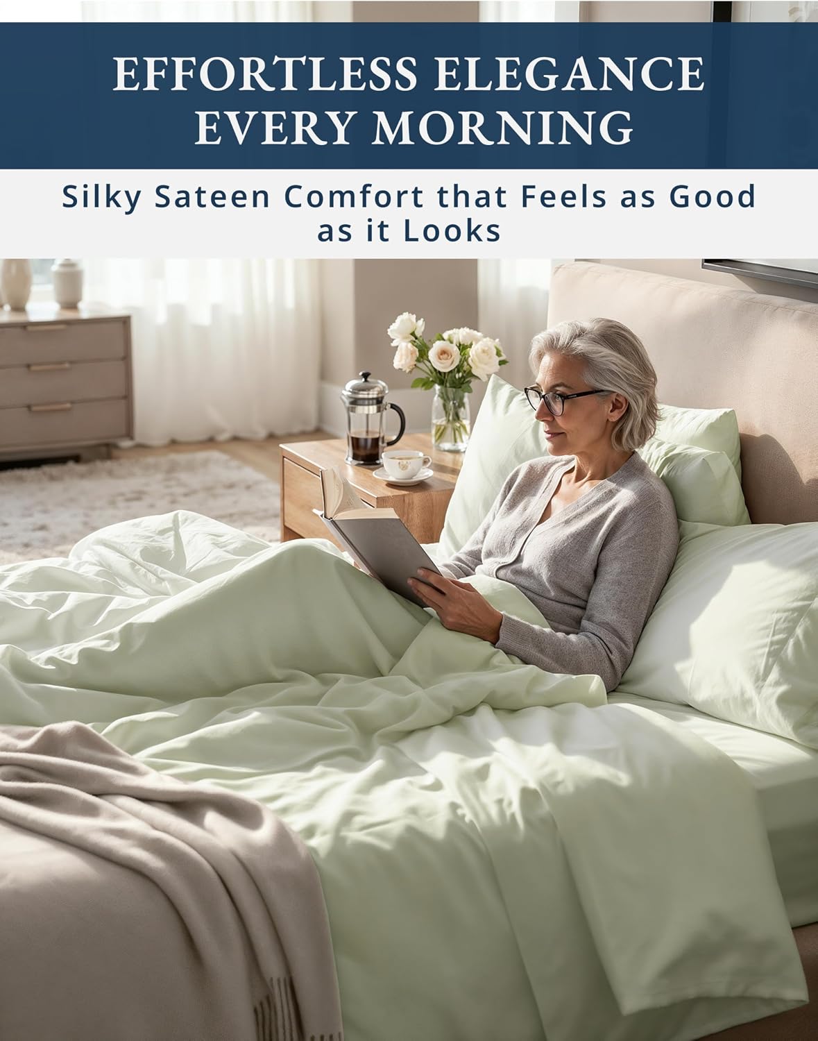 100% Egyptian Cotton King Size Sheets Set – Luxury 1000 Thread Count Buttery Soft & Durable Christmas Sheets King Size, Sateen Winter Sleep Comfort, Snug Fit 15' Deep Pocket, Hotel Comfort - Mineral