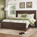 Mirightone Wood King Bed Frame with Tall Headboard and Footboard, Rustic King Panel Bed with Under Bed Storage, Farmhouse Style, Noise-Free, No Box Spring Needed, Antique Brown