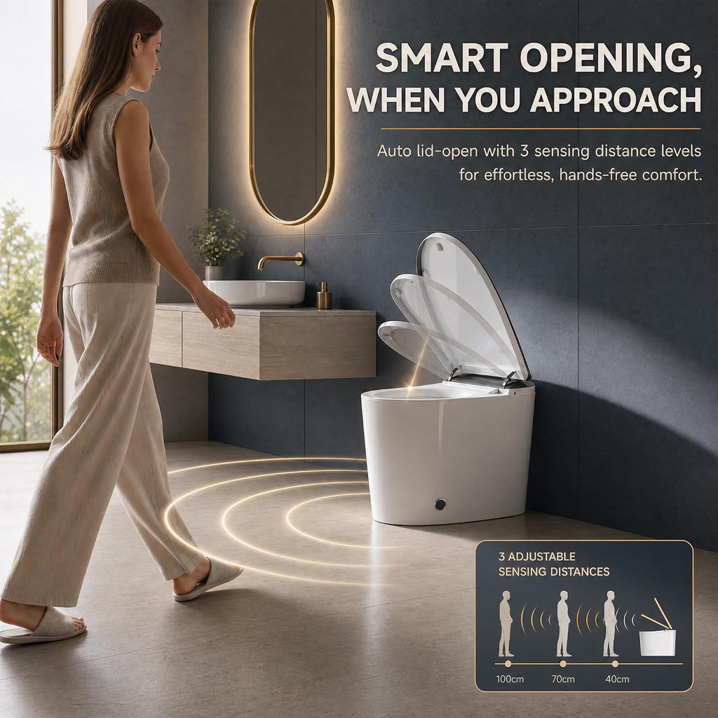 18' Tall Smart Toilet with Bidet Built in,Elongated,Tank Built in,LED Display,Auto Open Close,1000g MaP Flush,Warm Water Sprayer,Dryer,Foot Sensor,Heated Seat & Foam Dispenser