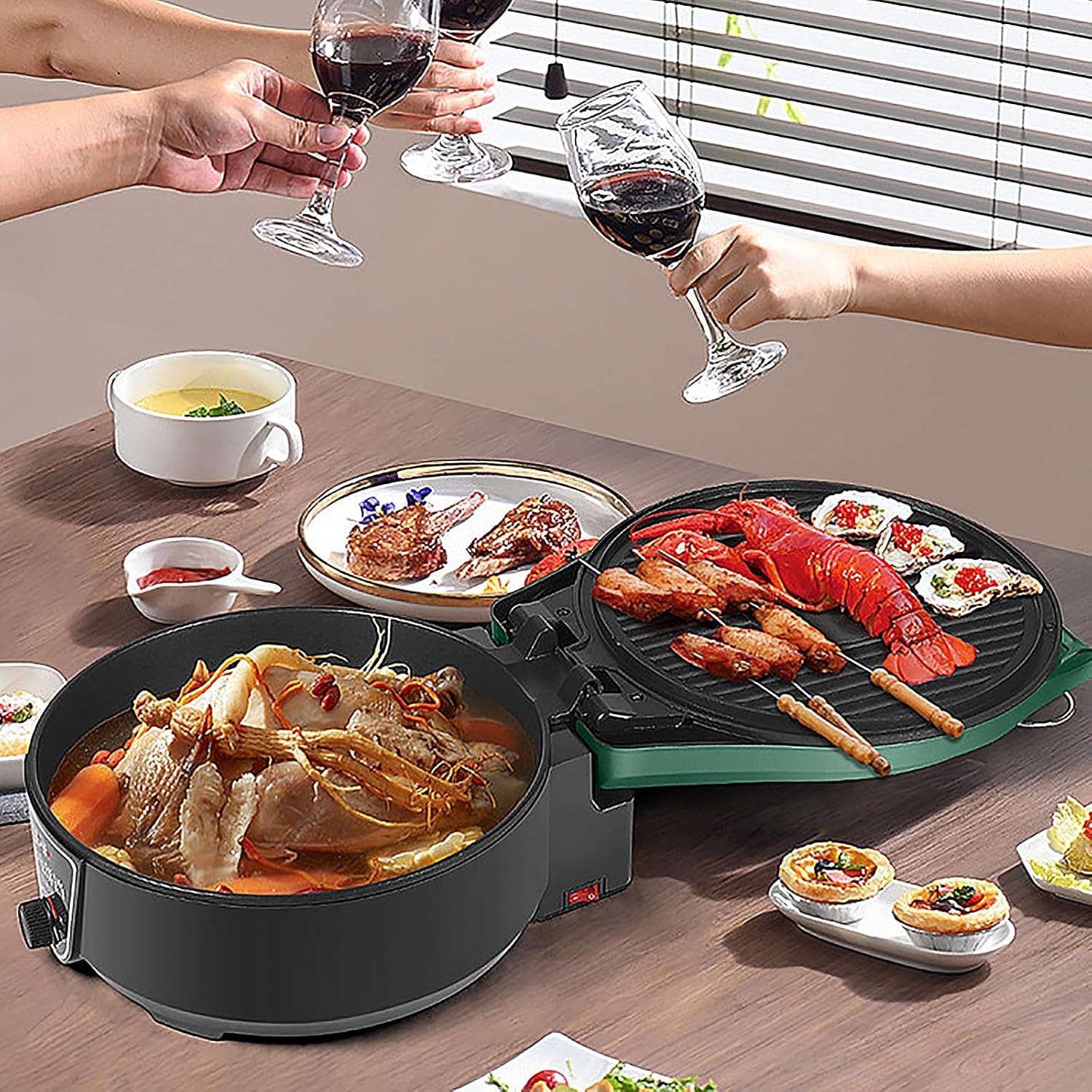 Electric Frying Pan, Electric Griddles, Pizza Maker Machine for Indoor Grill, for Pancakes, Cookies, Burgers(Pink)