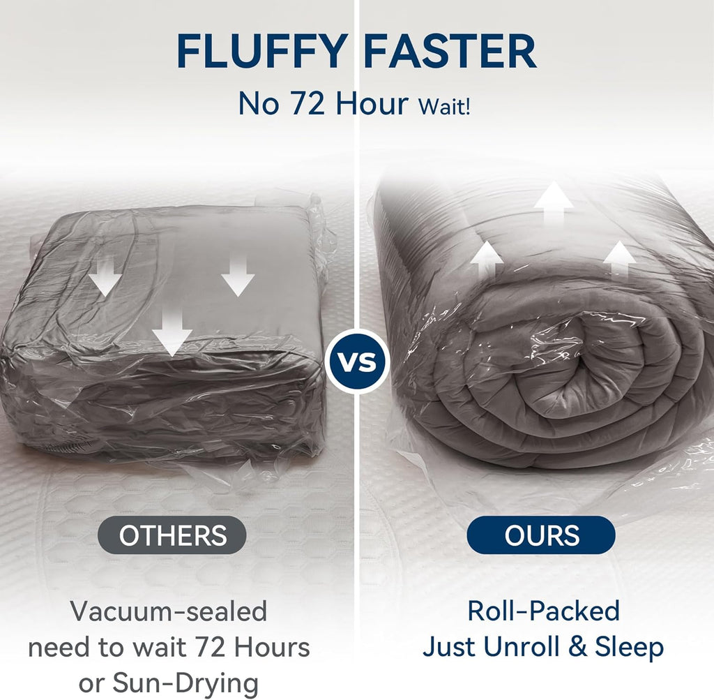 BDEUS Dual Layer 5 Inch Memory Foam Mattress Topper Twin XL Size for Dorm Room, 2 Inch Gel Memory Foam Plus 3 Inch 1450 GSM Pillow Top Mattress Pad Cover,Dark Gray
