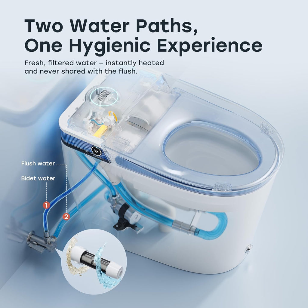 HOROW Artistic Bidet Toilet, Smart Toilet with ADA Chair Height, MAP 1000g Powerful Flush, Auto Open/Close Lid, Instant Warm Water, Elongated Heated Seat, Deodorization