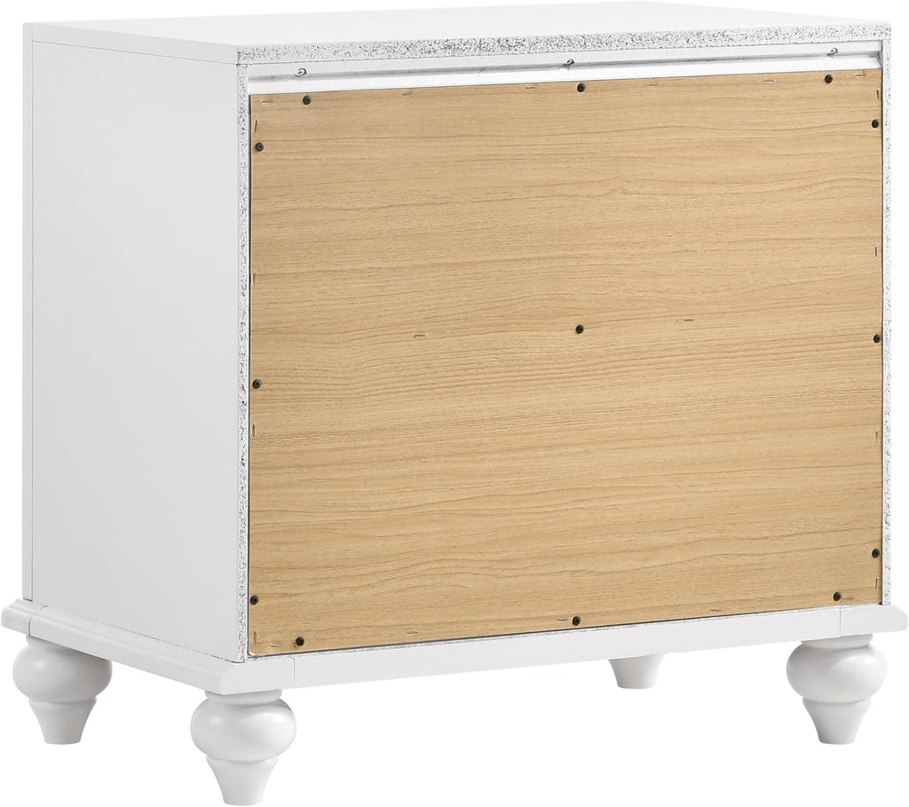 Coaster Home Furnishings Barzini Modern Classic 5-Piece Bedroom Set Leatherette Upholstered Eastern King Size Panel Bed Frame 56-inch Headboard White 205891KE-S5