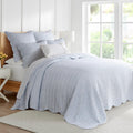 Levtex Home Martha Stripe Blue Reversible King Bedspread Set (120x106in) with 2 Pillow Shams (36x20in) - Stripe Bedding - Blue, White - Cotton King Size Bedspread Bedding Set - Lightweight, Soft