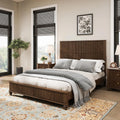 Solid Wood Queen Platform Bed Frame with Headboard, Tall Walnut Finish, No Box Spring Needed, Durable Slat Support for Memory Foam Mattresses, Elegant Design (Walnut, Queen)