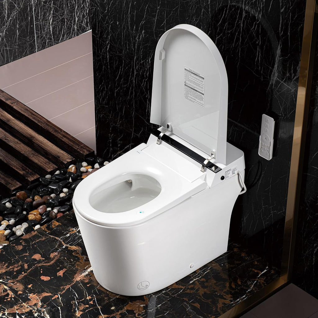 WOODBRIDGE Smart Toilet,Auto Open & Close,Foot Sensor Operation,Auto Flush,Heated Seat,Tankless One Piece Elongated Toilet,T-0099
