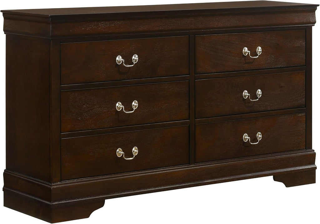 Coaster Home Furnishings Louis Philippe 5-piece Bedroom Set Queen Size Traditional Wooden Sleigh Bed Frame 47-Inch Panel Headboard Nightstand Dresser Mirror and Chest Cappuccino Brown 202411Q-S5