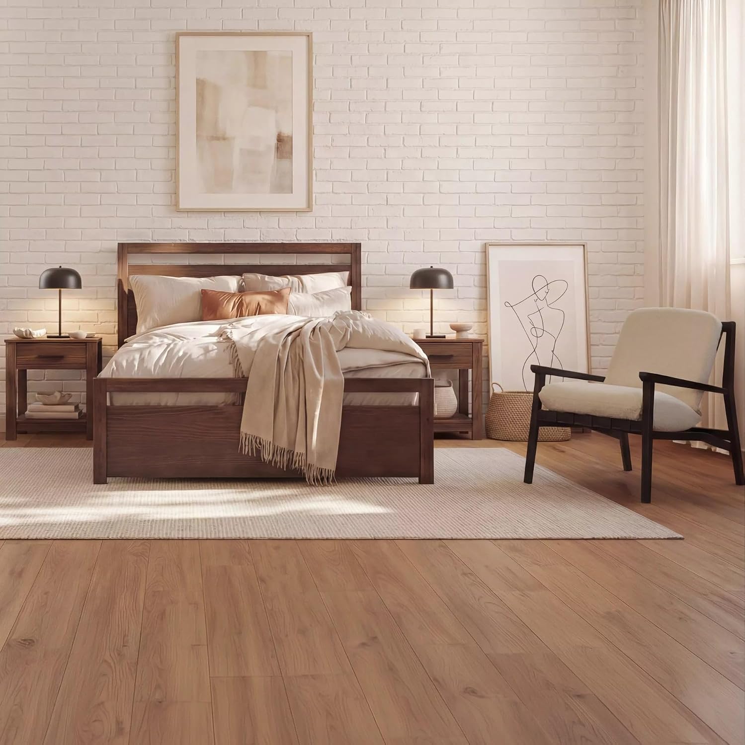 Grain Wood Furniture Loft Queen Size Solid Wood Bed, Brushed Mocha