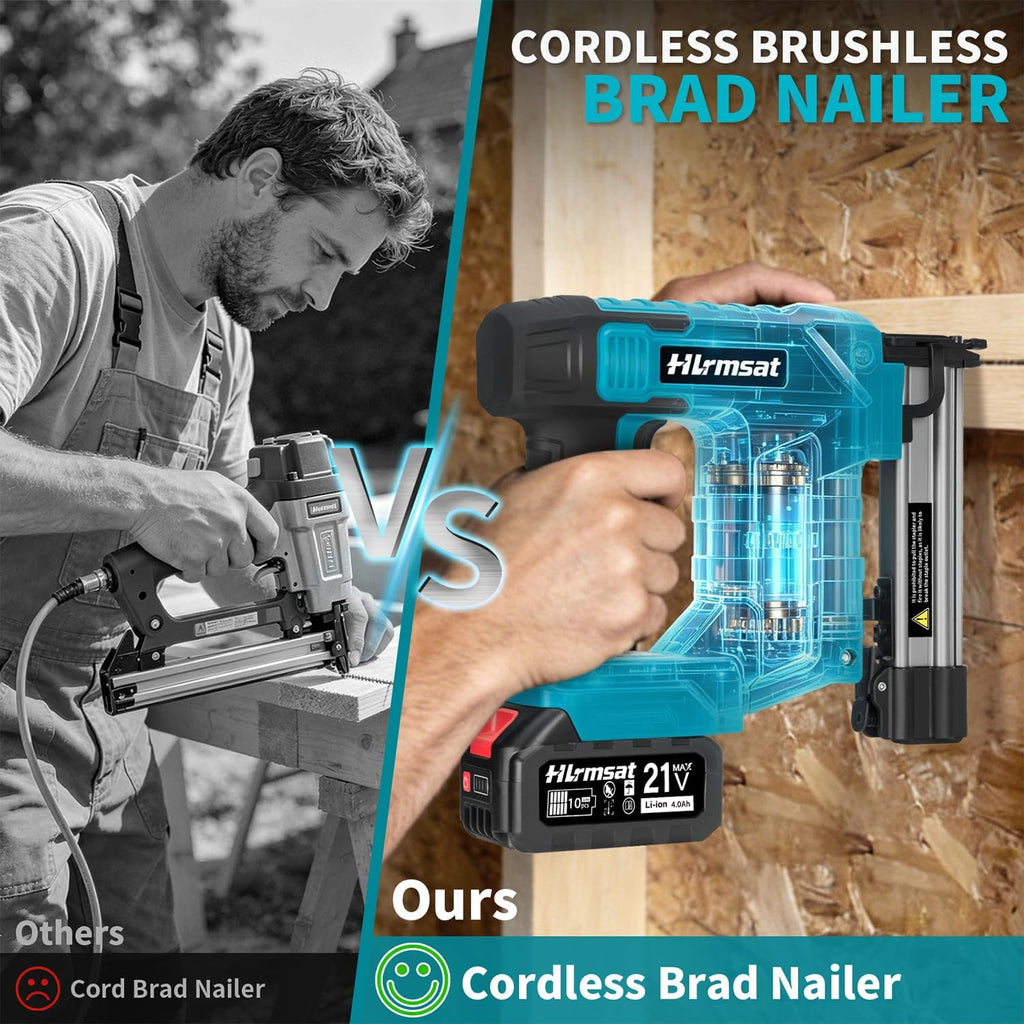 18 Gauge Brad Nailer Cordless,2-In-1 Brushless Nail Gun And Staple Gun with 2×4.0Ah Battery,Electric Pistola De Clavos De Bateria with 1200Pcs Nails for Woodworking,Home Improvement DIY