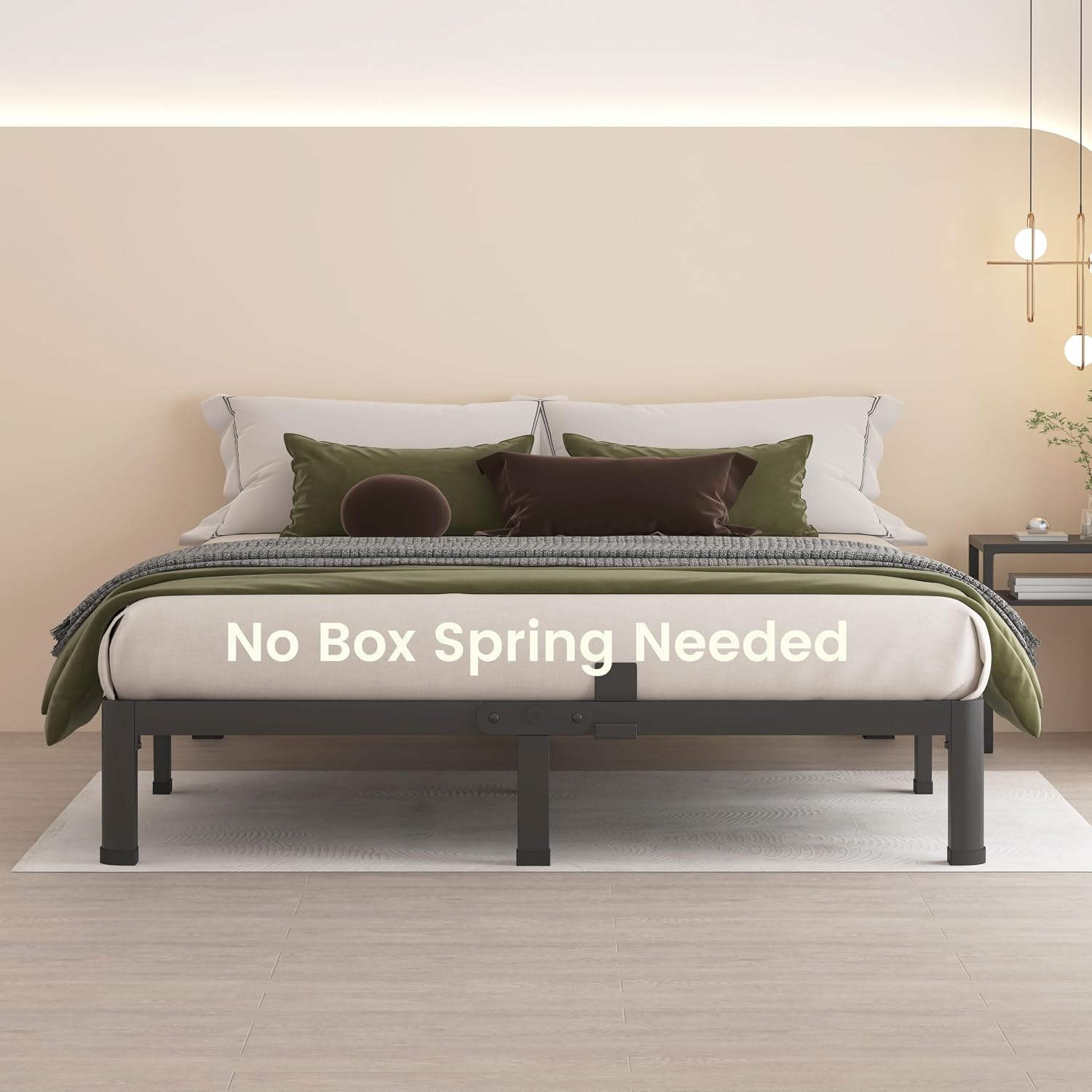 MAF 10 Inch King Metal Platform Bed Frame with Round Corner Legs, 3000 LBS Heavy Duty Steel Slats Support, Noise Free, No Box Spring Needed, Easy Assembly