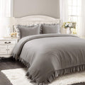 Lush Decor Reyna Ruffle Comforter Set - 3 Piece Cozy Ruffled Bedding Set - Timeless Elegance and Comfort for Dorm Room - Full/ Queen, Gray