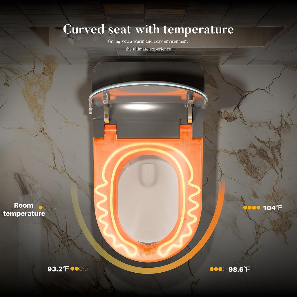 WinZo Smart toilet with bidet built in, Heated Seat,Female Cleaning, Warm Water & Dry Function, Modern Tankless Toilets, ADA Comfort Height Toilet, LED Display, Foot Sensor, 1.28GPF, 1000g MAP Flush