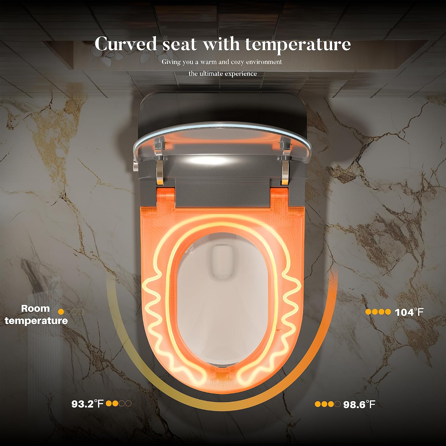 WinZo Smart toilet with bidet built in, Heated Seat,Female Cleaning, Warm Water & Dry Function, Modern Tankless Toilets, ADA Comfort Height Toilet, LED Display, Foot Sensor, 1.28GPF, 1000g MAP Flush