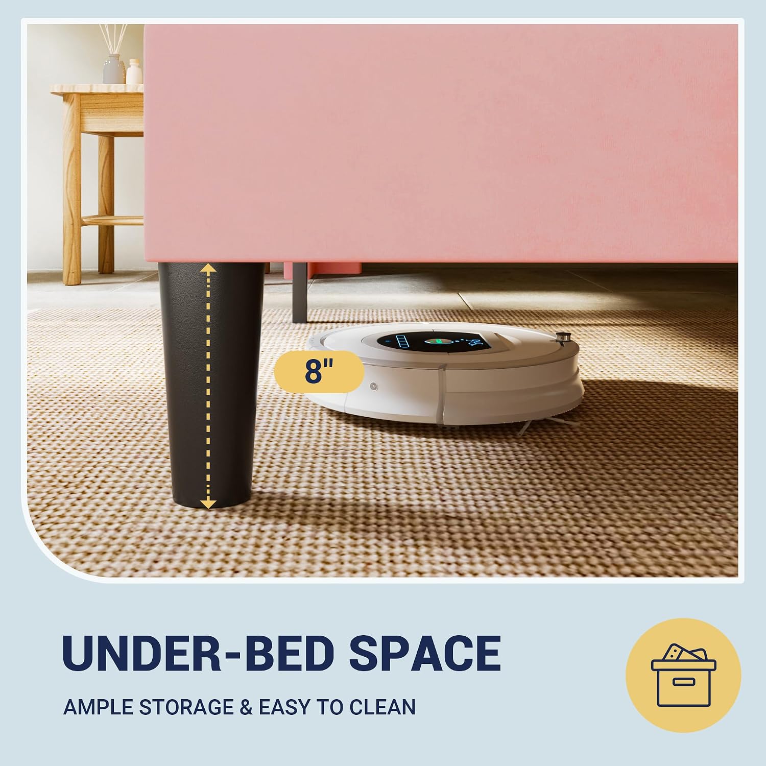 Allewie Full Size Velvet Platform Bed Frame with Vertical Tufted Wingback Headboard, Easy Assembly, Under Bed Storage, No Box Spring Required, Modern Style, Pink
