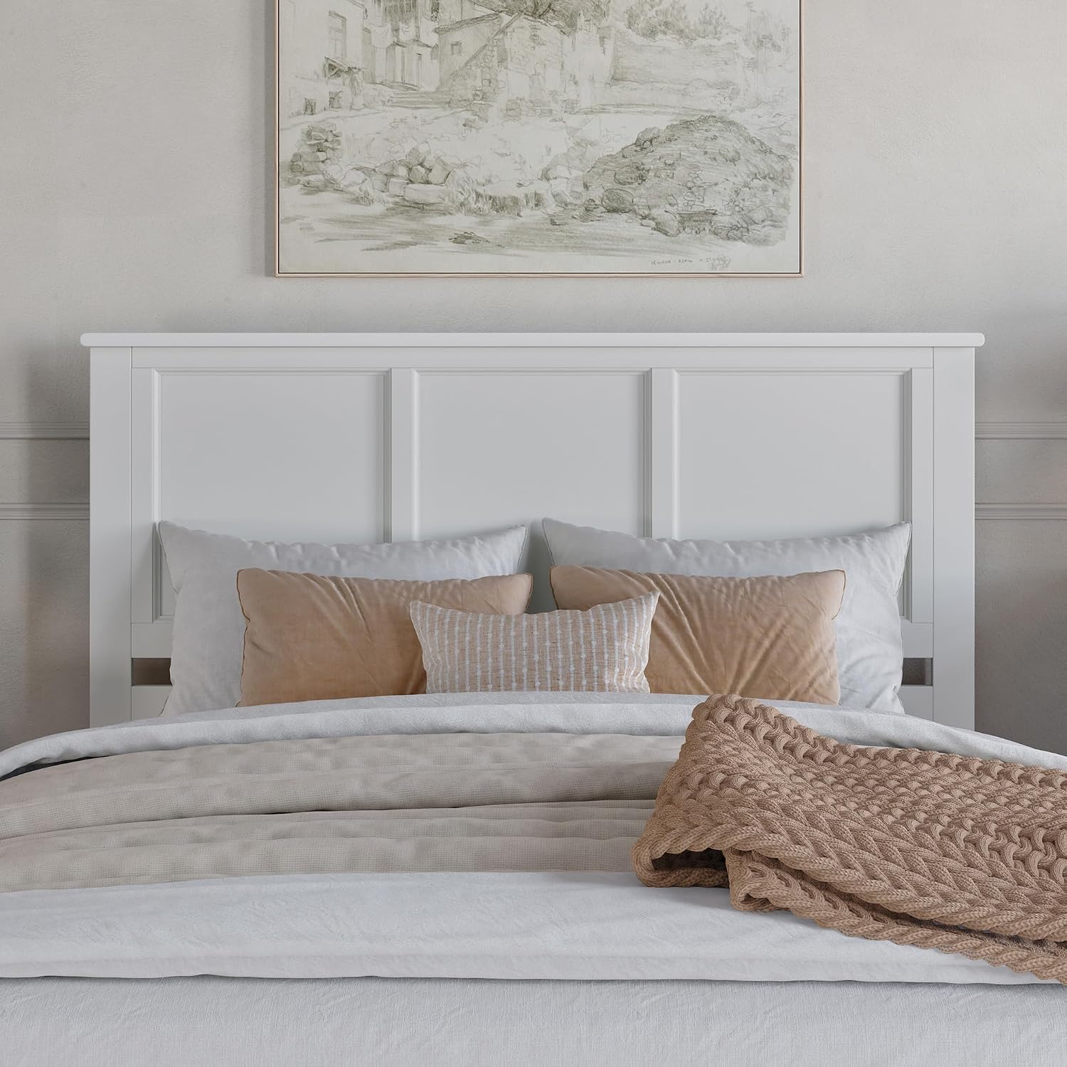 AFI, Madison Queen Solid Wood Panel Headboard, White
