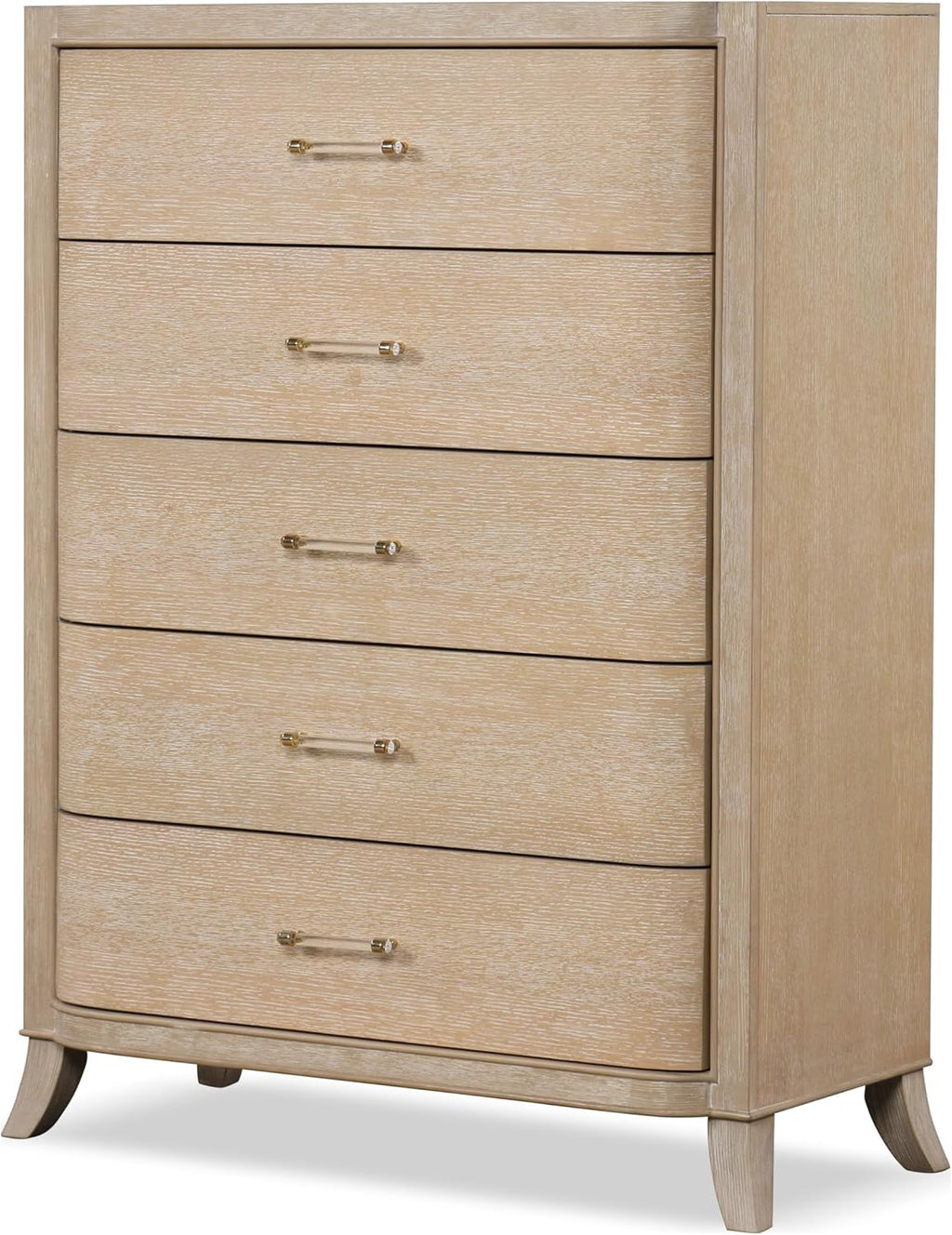 Furniture of America Saries Transitional Solid Wood 6-Piece Queen Panel Bedroom Set with USB Ports, Shelter Padded Headboard, Soft Curved Edges, Box Spring Needed, Natural Oak
