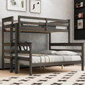 Harper & Bright Designs Detachable Design Twin XL Over Queen Bunk Bed with Ladder,Wood Twin-Over-Queen Bunk Bed Frame with Guardrail,Separated into 2 Beds,Gray