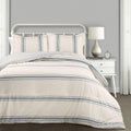 Lush Decor Farmhouse Stripe Reversible Cotton Comforter Set, 3 Piece Set, Full/ Queen, Blue - Cozy F𝐚rmhouse Bedding Set - Rustic Decor - Striped Comforter - Modern Farmho𝐮se Bedroom Decor