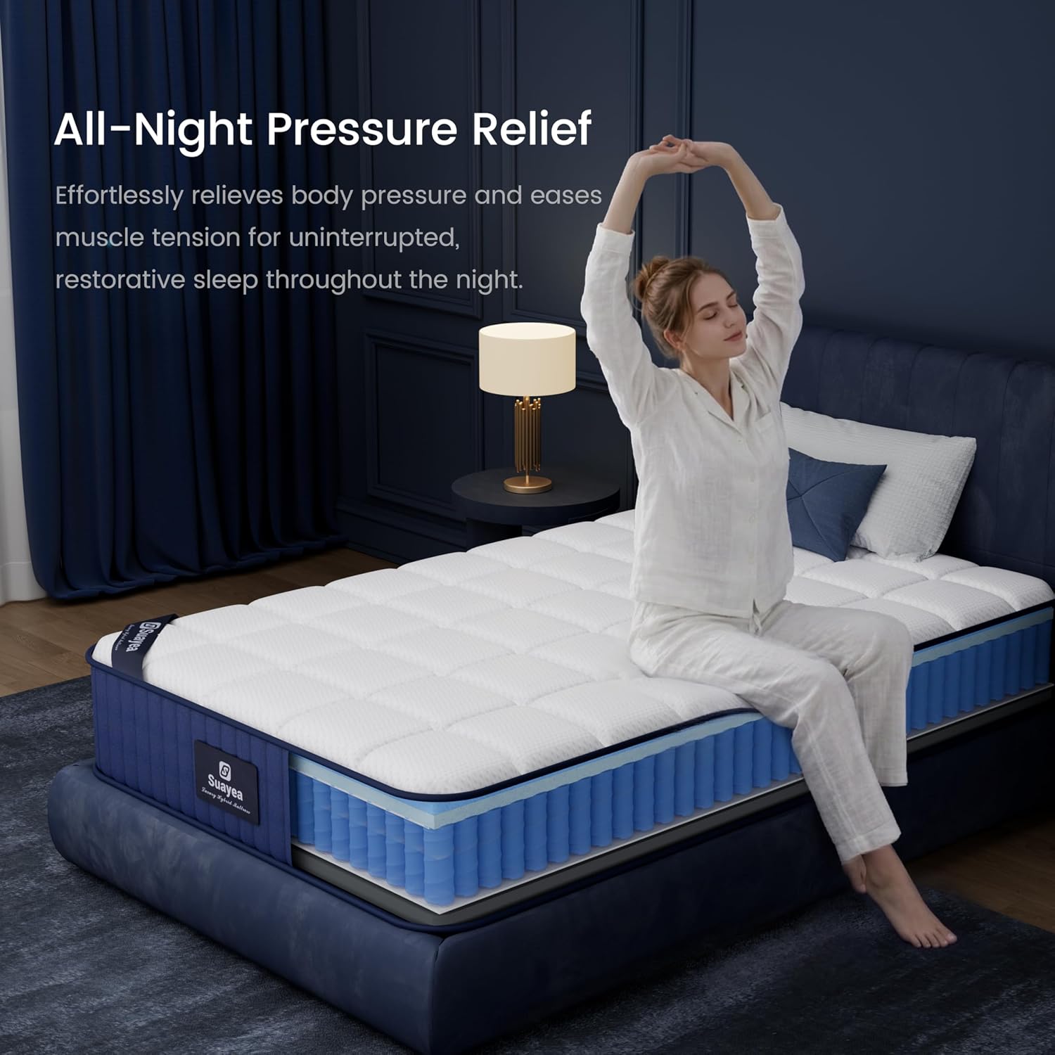 Twin XL Mattress 8 inch, Hybrid XL Twin Mattress in a Box, Twin XL Memory Foam Mattress Cooling Gel with Pocket Springs, Luxury Mattress Twin XL for Pressure Relief, CertiPUR-US, Medium Firm