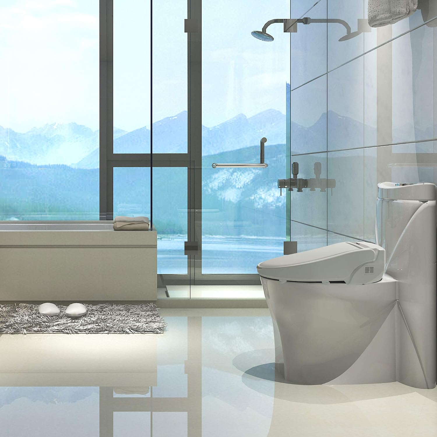 J-2R Smart Electric Bidet for Toilet Seat,For Elongated toilet,Warm water,Heated bidet toilet seat,Remote Control,Heated Dryer,Child Function,Stainless Steel Self-Cleaning Nozzle,LED Night Light