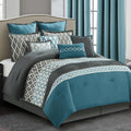 LANCO MODERN LIFESTYLE California King Comforter Set, Blue, 12 Piece Room in a Bag All Seasons, Luxury Extreme Comfort Bedding Sets with Curtains, Bedskirt, Pillow Shams, Euro Shams and Decor Pillows