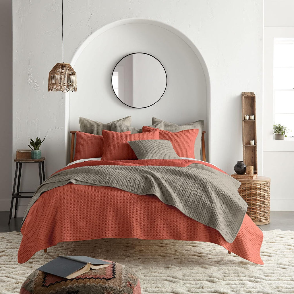 Levtex Home Mills Waffle King/Cal King Quilt Set (106x92in) with 2 Pillow Shams (36x20in) - Adobe - 100% Cotton King Size Quilt Bedding Set - Lightweight, Soft, Pre-Washed