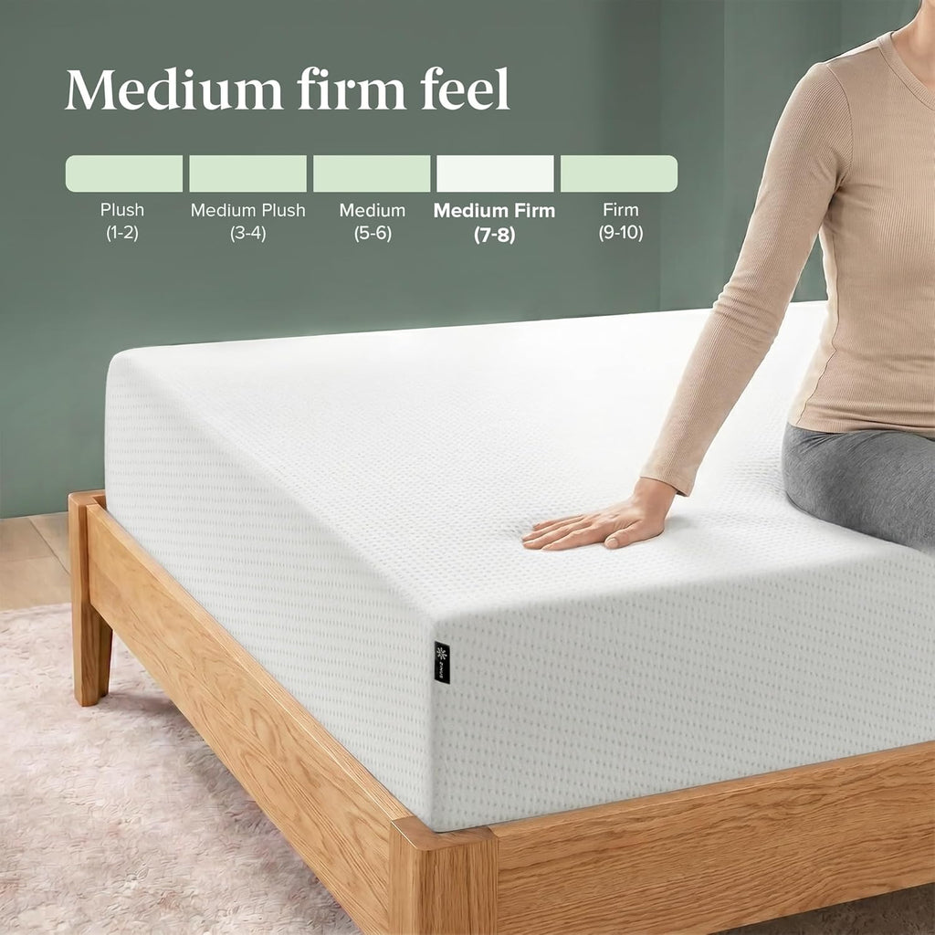 Zinus 10 Inch Twin XL Green Tea Memory Foam Mattress [New Version], Fiberglass Free, Medium Firm Feel, Zoned Pressure Relief, Certified Safe Foams & Fabric, Mattress-in-a-Box