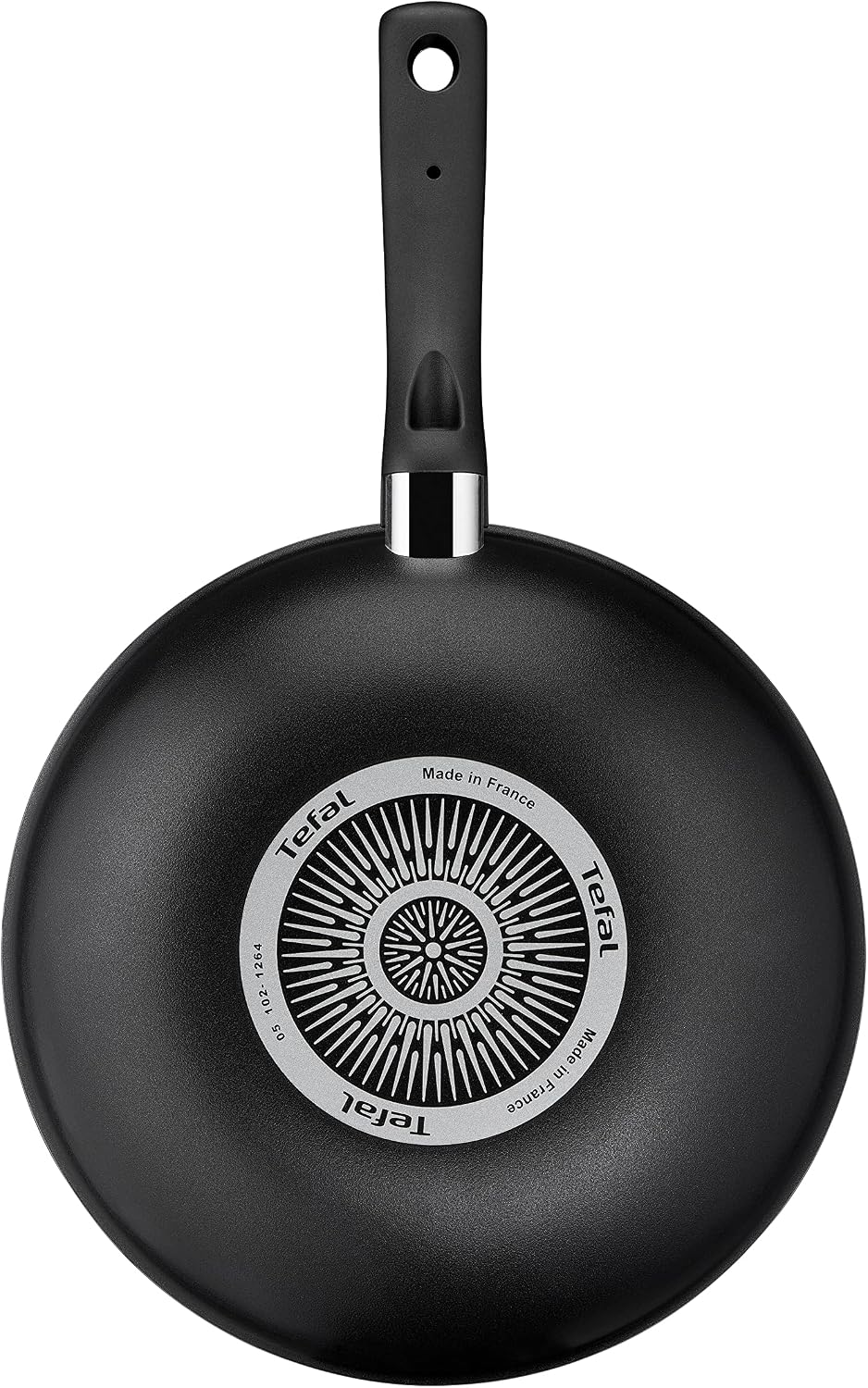 Tefal C38819 Hard Titanium Essential Wok Pan 28 cm | Non-Stick Coating with Titanium Particles | Thermal Signal Temperature Indicator | Dishwasher Safe | Made in France | Black