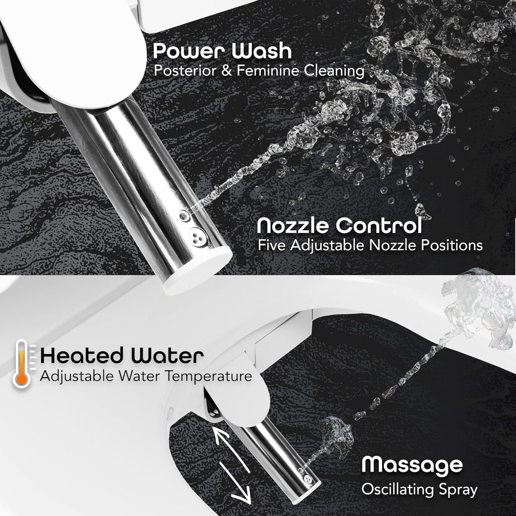BidetMate 3000 Series Electric Toilet Seat Bidet with Unlimited Heated Water, Remote, and Adjustable Warm Air Dryer - Adjustable and Self-Cleaning - Fits Elongated Toilets