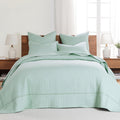 Levtex Home Cross Stitch Bedspread Set - Blue, King Bedspread and 2 Shams - Cotton