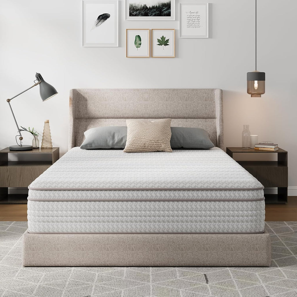 Novilla 10 Inch King Size Mattress, Hypoallergenic & Back Pain Relief, Hybrid King Mattresses in a Box with Smarts Coils, Fiberglass Free CertiPUR-US Certified Colchones No Box Spring Needed