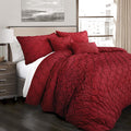 Lush Decor Ravello Pintuck Comforter Set - Luxe 5 Piece Textured Bedding Set - Traditional Glam & Farmhouse Inspired Bedroom Decor - King, Red