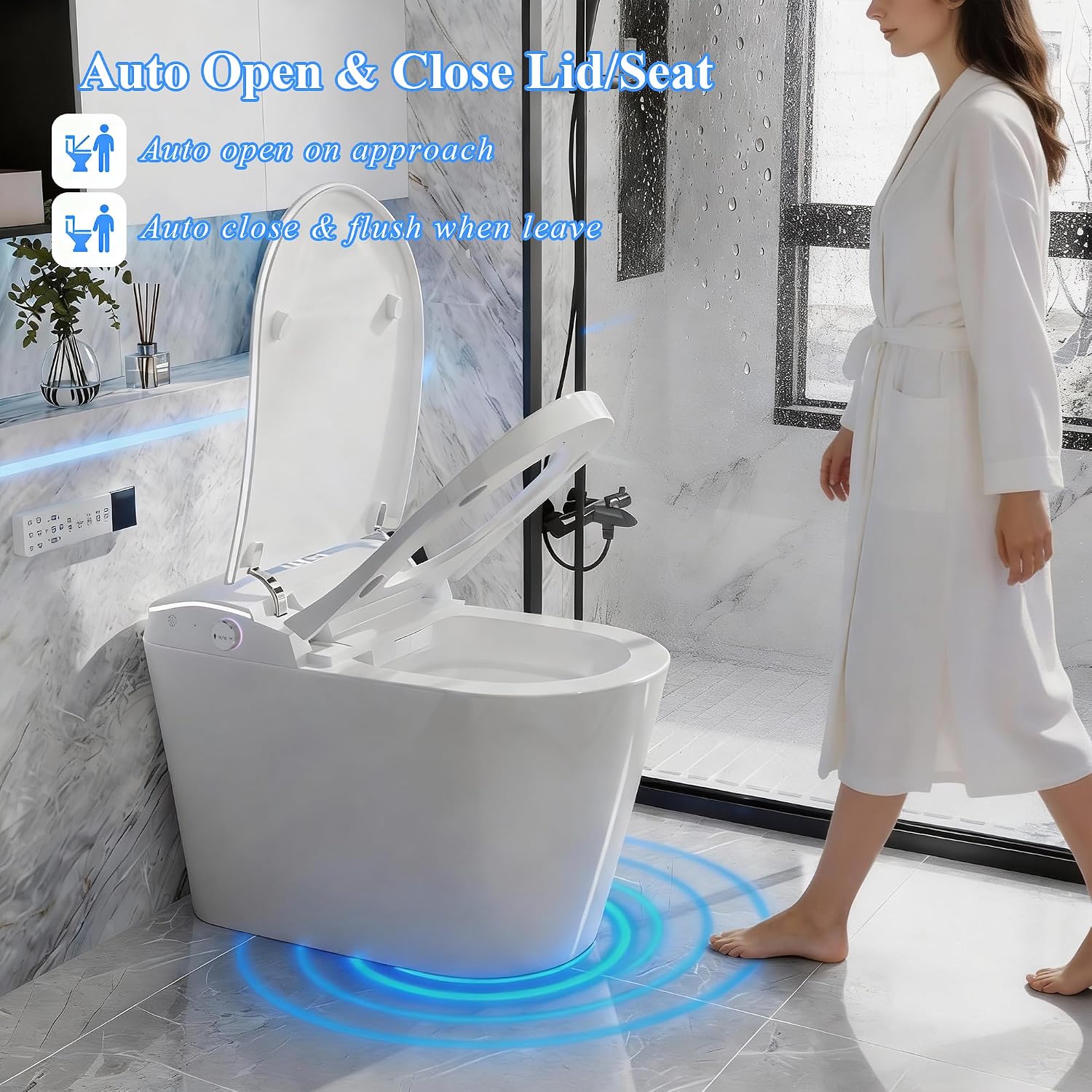 TOTTE One-Piece Smart Toilet, Premium Care with Women's Front Wash, Auto Open Lid, Instant Warm Water & Warm Air Dryer, Self-Cleaning Technology, Built-in Aroma System, Japanese Toilets