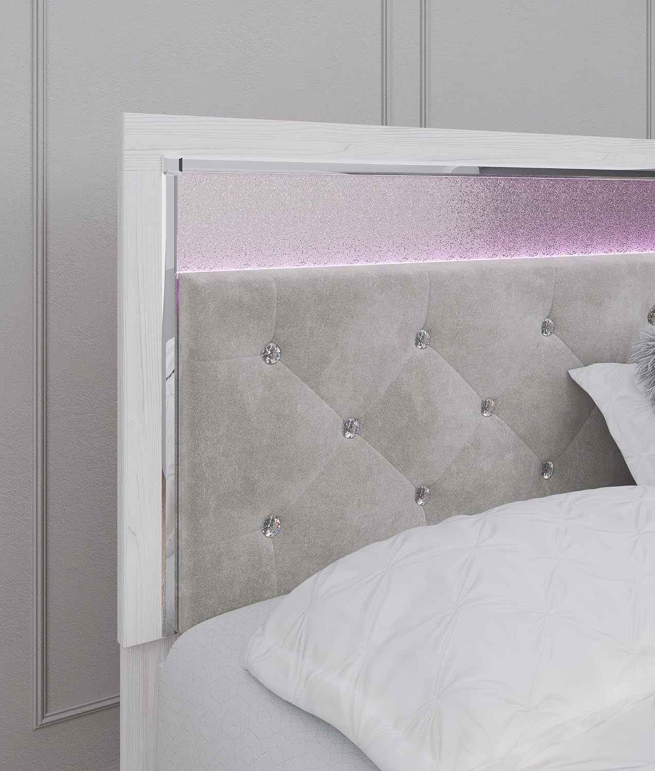 Signature Design by Ashley Altyra Modern King Tufted Panel Bed, Foundation or Box Spring Needed, White