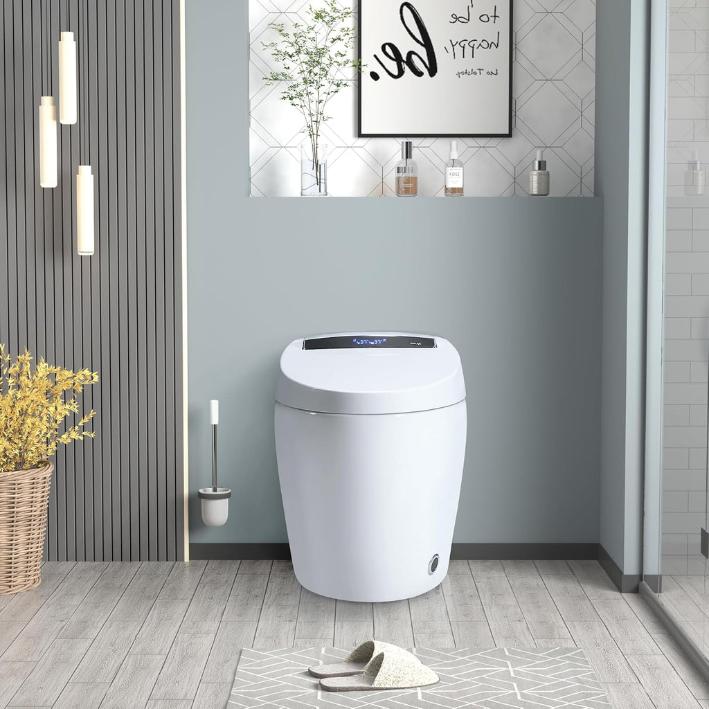 Smart Toilets with Heated Bidet Seat Portable toilet with bidet built Intelligent Toilet Auto Open Close Seat Bidet toilet with Dryer and Warm Water White