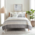 Levtex Home - Santander Comforter Set - Full/Queen Comforter + Two Standard Pillow Cases - Grey, Beige, White - Jacquard - Comforter (90 x 94in.) and Pillow Case (26 x 20in.) - Cotton