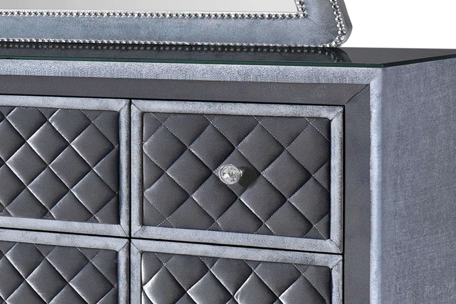 6pc Traditinal Gray Finish Luxury Upholstered King Size Panel Bed Set Arched Headboard Master Bedroom Furniture