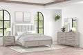 Roundhill Furniture Seluna 4-Piece Bedroom Set with Touch LED Lighting, Gray Oak Finish, King