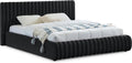 Meridian Furniture NicoBlack-F Nico Collection Modern | Contemporary Velvet Upholstered Full Bed with Rich Black Velvet and Deep Channel Tufting, 68' W x 86' D x 38' H, Black, Full