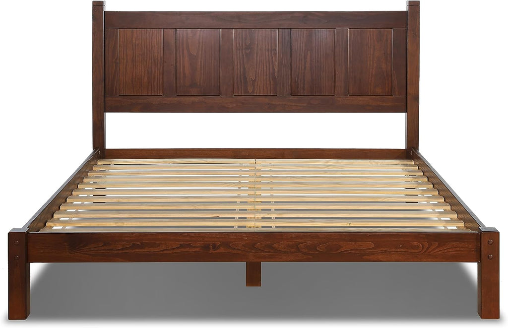 Grain Wood Furniture Shaker Solid Wood Panel Platform Bed, King Size, Cherry