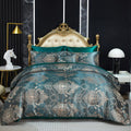 Green Jacquard King Comforter Set Sheet Set Elegant Bedding Set 8 Pcs Embroidery Neoclassical Floral Pattern Bed Home Decor Soft Down Comforter Luxury Hotel Silky Bed in a Bag with 1 Cushion Cover