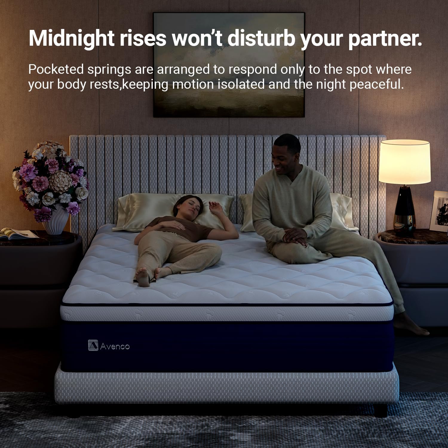 Avenco 14 Inch Queen Mattress in a Box, Hypoallergenic & Back Pain Relief, Hybrid Queen Size Mattresses with Smarts Coils, Fiberglass Free CertiPUR-US Certified Colchones No Box Spring Needed