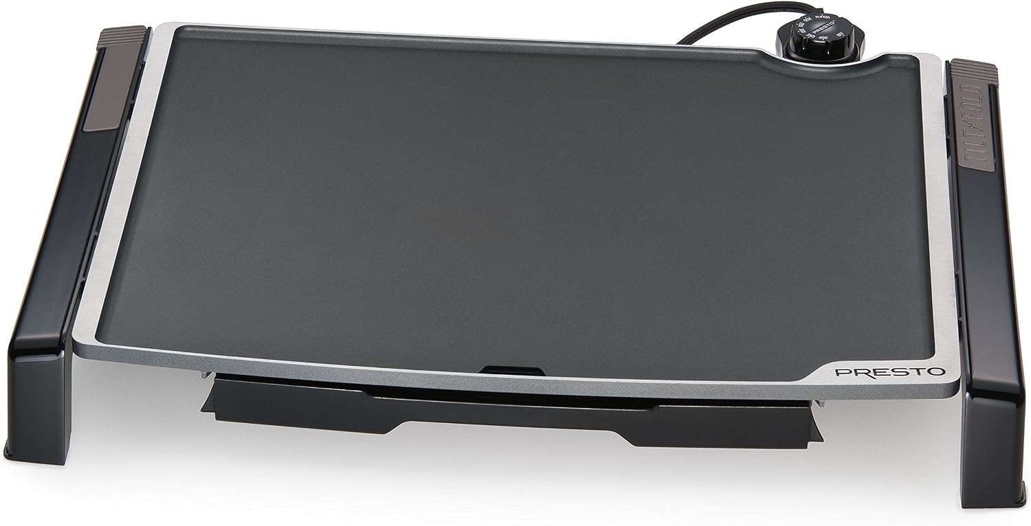Presto 02970 Professional SaladShooter Electric Slicer/Shredder, Black,1 count & 07073 Electric Tilt-N-fold Griddle, 19%22, Black