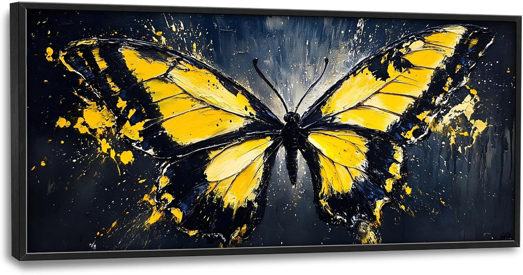 Butterfly Large Wall Art Framed Wall Decor for Living Room Black Butterfly Pictures Oversized Canvas Print Painting Modern Extra Large Framed Artwork for Bedroom Office Home Decor 60'x30'