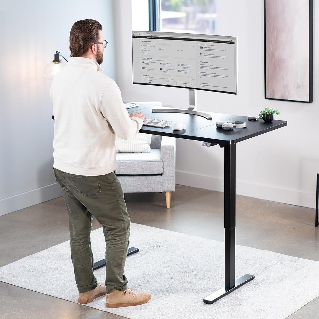 VIVO Electric 60 x 30 inch Stand Up Desk, Height Adjustable, Black Top Black Frame, Home and Office Furniture Sets, DESK-KIT-0B6B