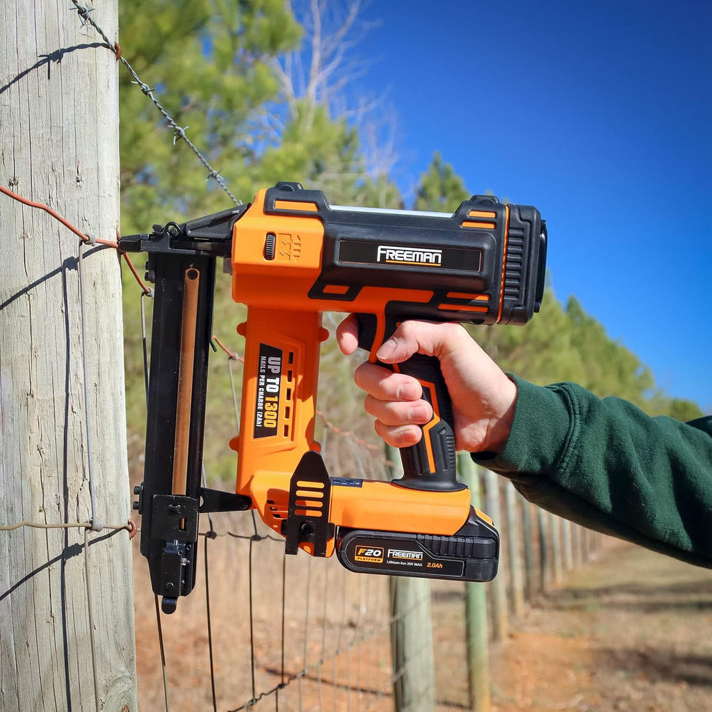 Freeman PE20VTFS16 20 Volt Cordless 16-Gauge 1' Fencing Stapler (Tool Only) – 1300 Shots per Charge