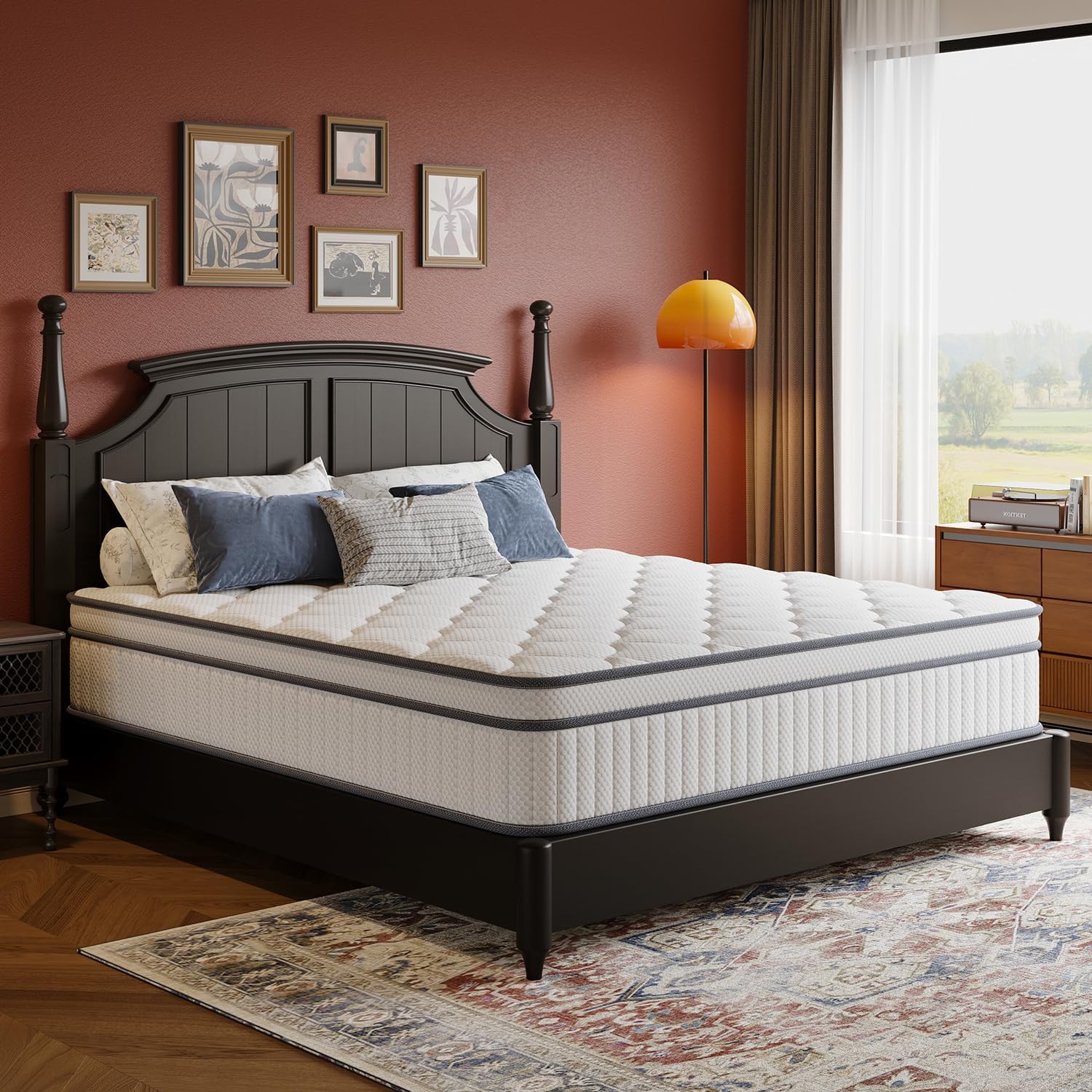 Gsleepee Full Size Mattress, 14 Inch Full Mattress in a Box, Innerspring Hybrid with Cooling Gel Memory Foam and Individually Wrapped Coils for Pressure Relief & Superior Support, Medium Firm