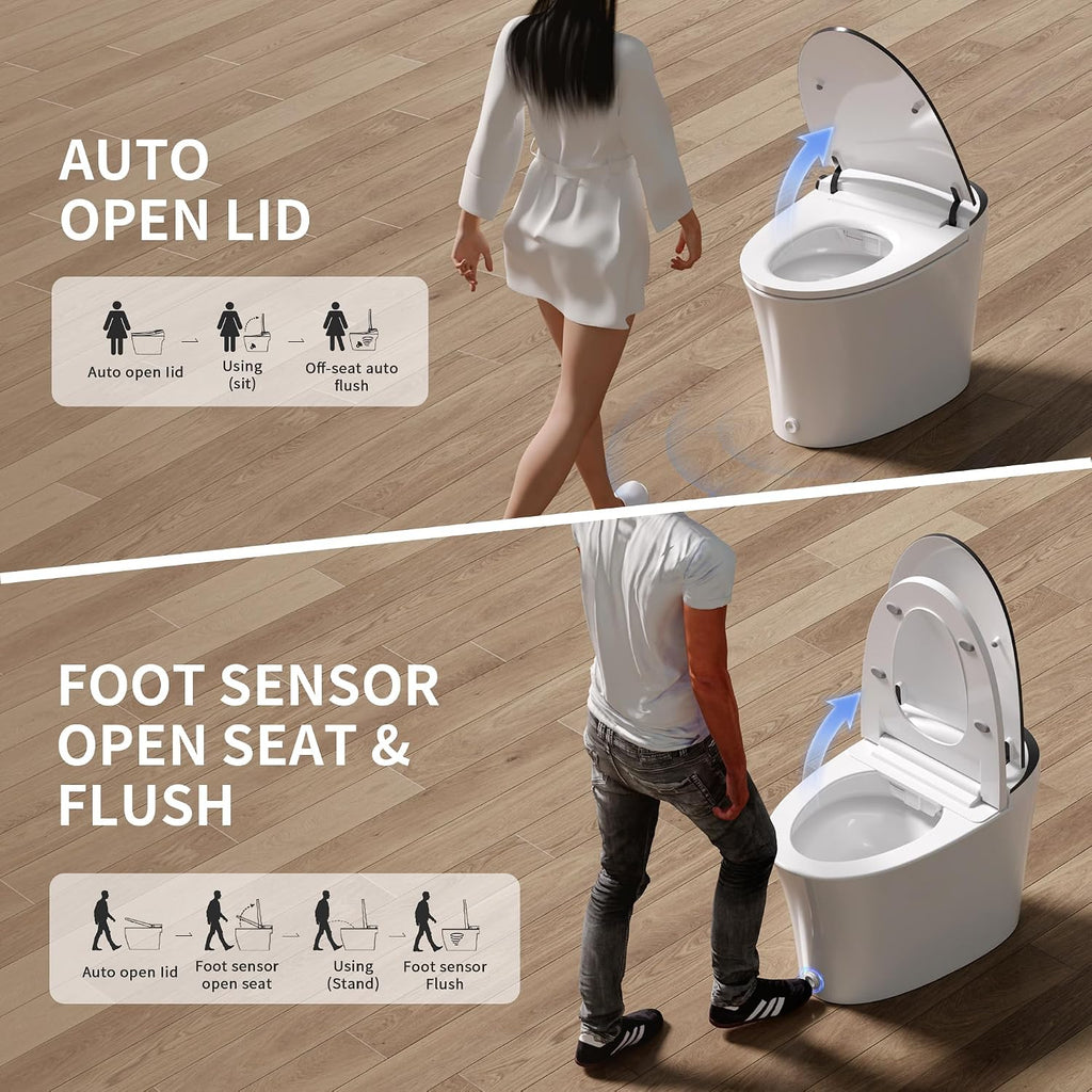 DeerValley Smart Toilet Auto Open & Close One Piece Tankless Toilet with Bidet Built in Auto Flush Warm Water Air Dryer Heated Seat Intelligent Water Filter for Modern Luxury Smart Home - DV-1S0019Pro